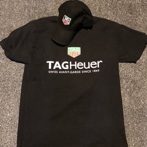 Tag Heuer Black T‑Shirt and Cap Set with Green & Red Logo